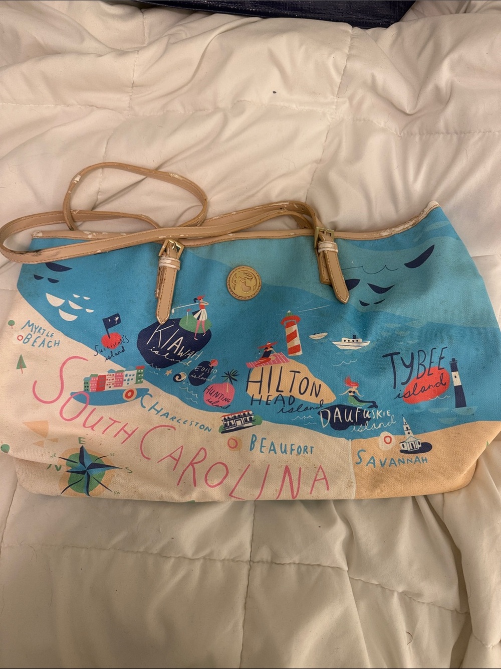 Spartina 449 Blue and Cream Sea Islands Tote - Picture 2 of 3